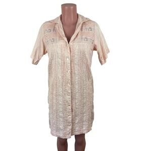 Vintage Rachele Creazioni Moda Italy Pink Cotton Dress Small floral lace pintuck